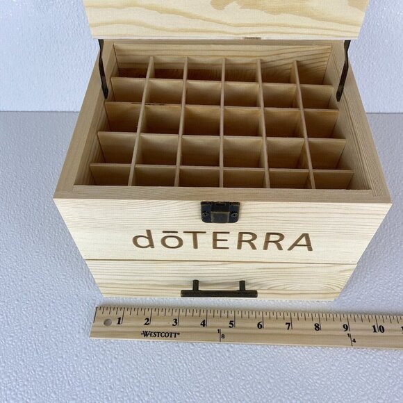 doTERRA Wooden Storage Box Hold 45 Oils & 14 Rollers  10.75 X 8.5 X 7 New w/Box - Picture 3 of 6